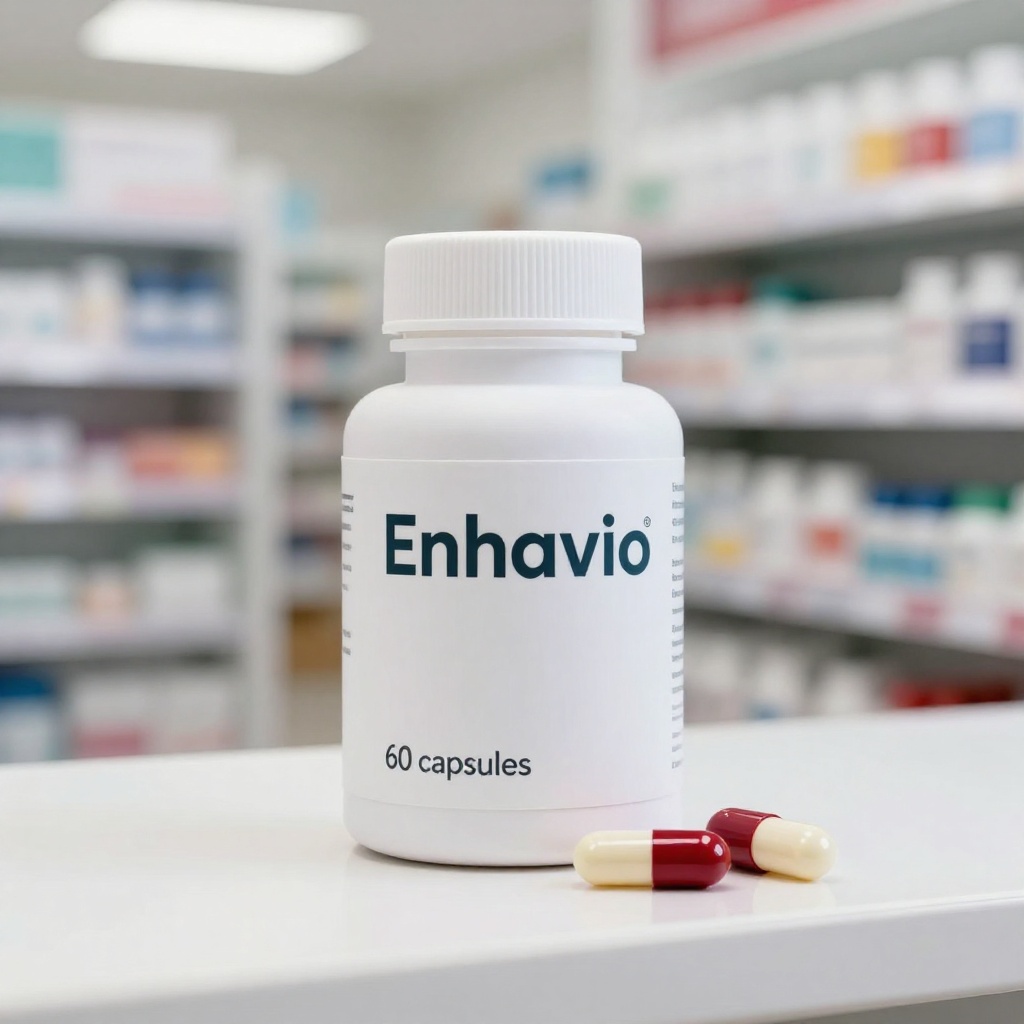 Enhavio - supliment natural pentru îmbunătățirea circulației sanguine în cutie elegantă cu design modern, produs pentru susținerea funcțiilor fiziologice și a sănătății generale